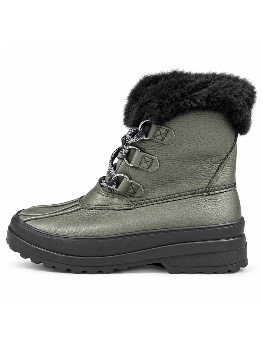 Sperry Maritime Winter Womens 8.5 M Black Leather Faux Fur Snow Boots STS84341